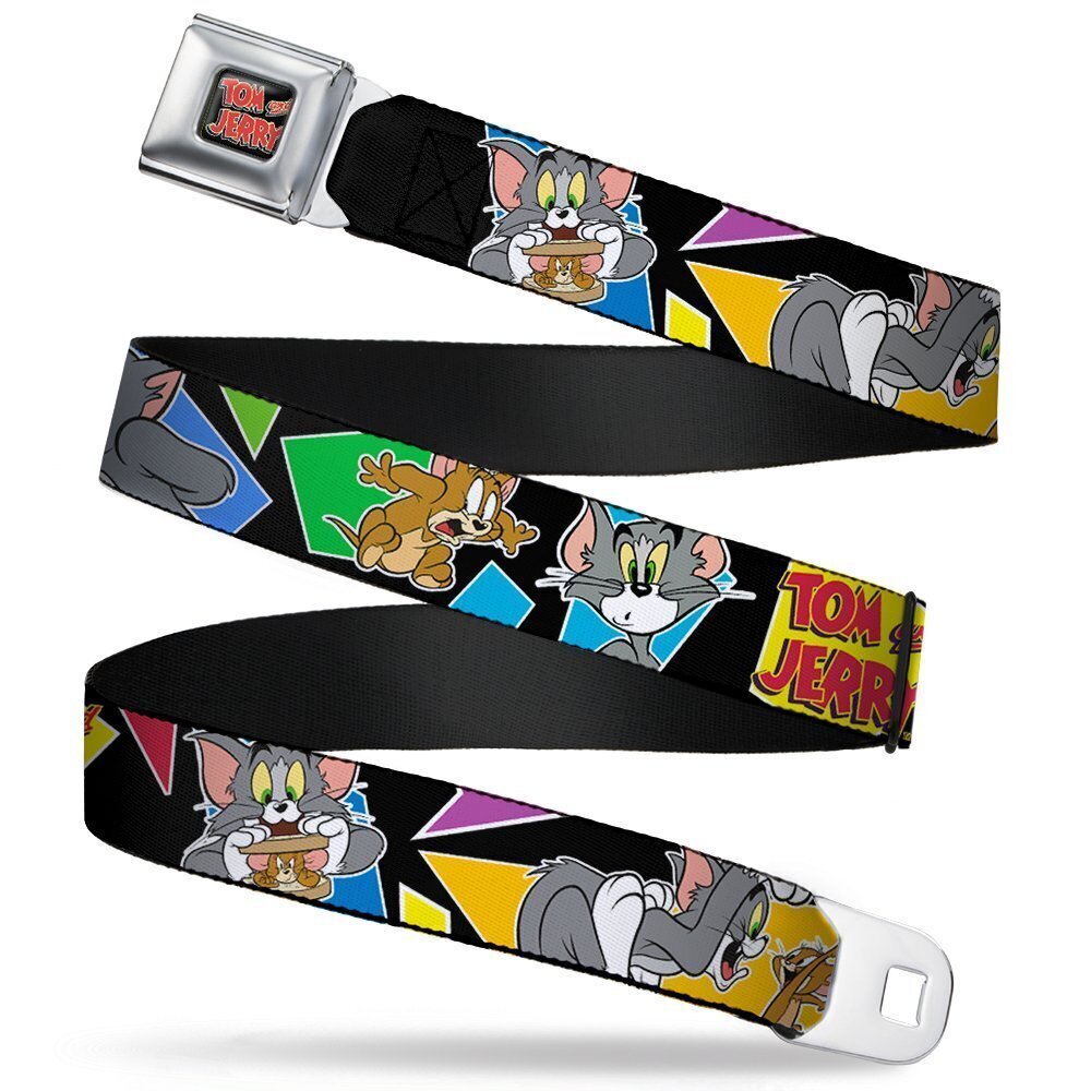 8880 Seatbelt Belt TOM & JERRY Poses Black/Multi Color 1.0" Wide